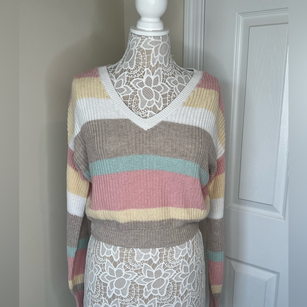 Hollister v-neck striped sweater.
